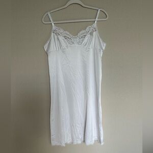 Vassarette Vintage White Full Slip Dress Lace Trim
